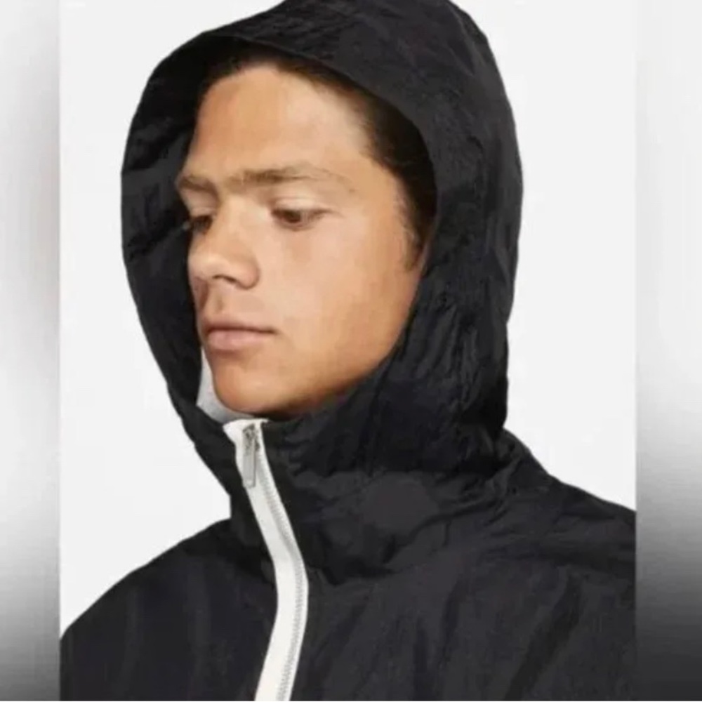 NWT Nike Air Anorak Mens Zip Windbreaker Jacket Black White FD4664-010 Sz Large